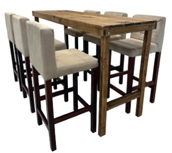 Periquera Madera Rustica Nogal para 6 personas