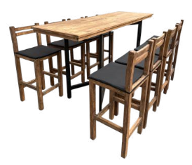 Periquera Madera Rustica para 6 personas